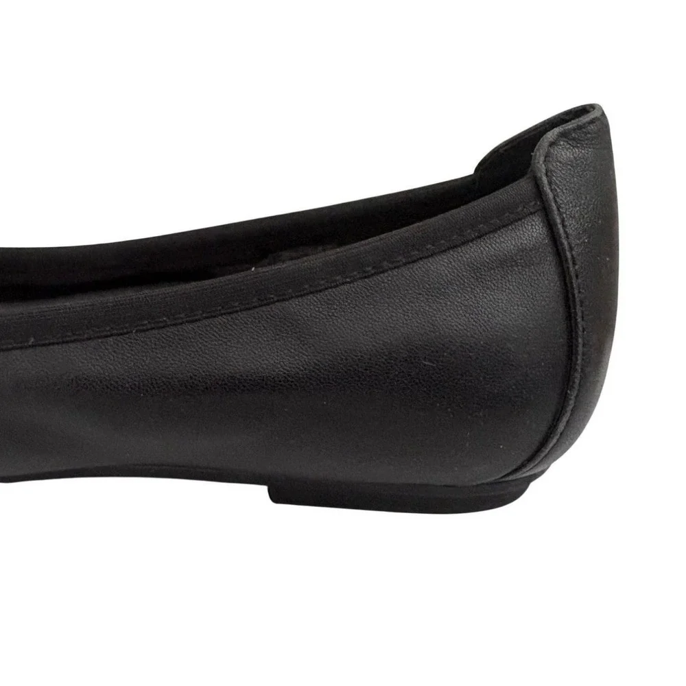 VIONIC Minna Black Leather Ballet Flats w/ Bow Slip On Orthotic Size 9 NWOT $148